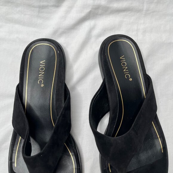Vionic Womens Black Agave Suede Thong Flip-Flops Sandals Size 9 - Picture 5 of 8